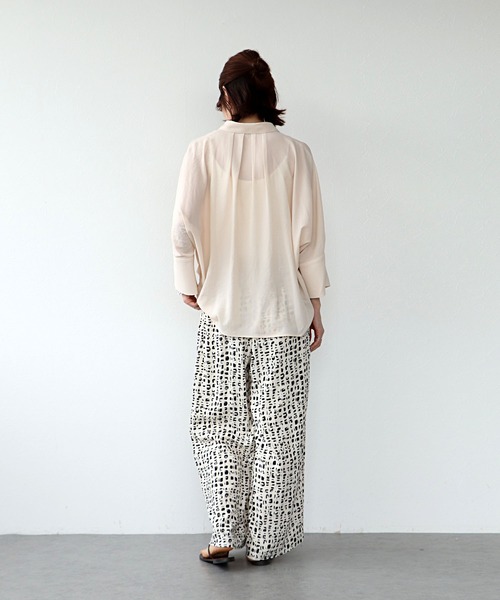 Jines（ジネス）の「Deveauxラメ入りプリントワイドパンツ（その他パンツ・レディース・ホワイト/ブラック・38）」の6枚目の写真