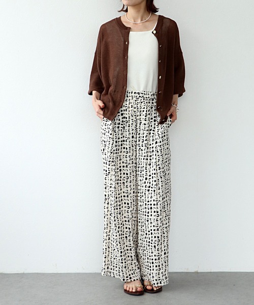 Jines（ジネス）の「Deveauxラメ入りプリントワイドパンツ（その他パンツ・レディース・ホワイト/ブラック・38）」の3枚目の写真