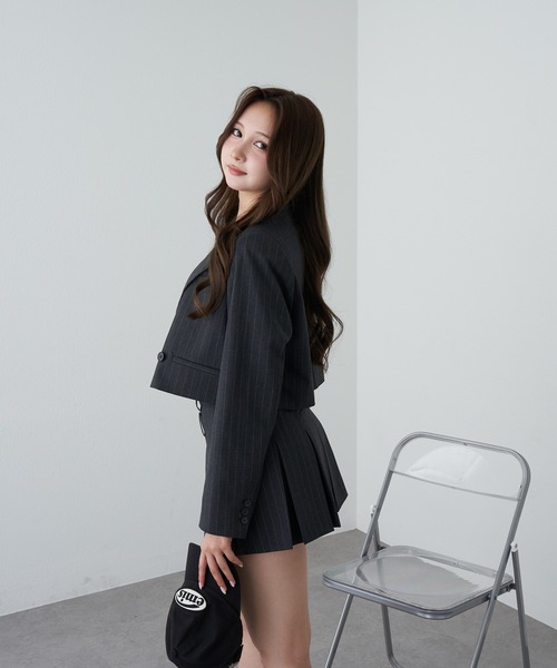 RAY CASSIN(レイカズン)の「ダブルショートジャケット(その他アウター・レディース・ブラック/グレー/チャコールグレー・FREE)」の16枚目の写真