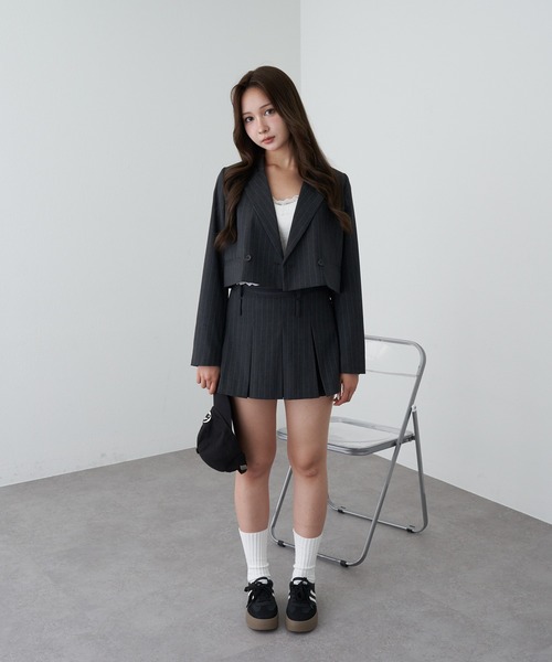 RAY CASSIN(レイカズン)の「ダブルショートジャケット(その他アウター・レディース・ブラック/グレー/チャコールグレー・FREE)」の18枚目の写真