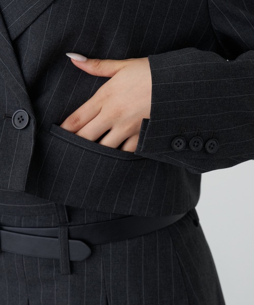 RAY CASSIN(レイカズン)の「ダブルショートジャケット(その他アウター・レディース・ブラック/グレー/チャコールグレー・FREE)」の14枚目の写真