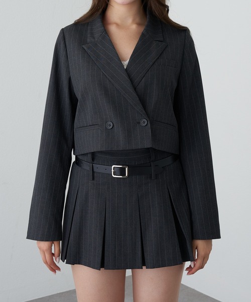 RAY CASSIN(レイカズン)の「ダブルショートジャケット(その他アウター・レディース・ブラック/グレー/チャコールグレー・FREE)」の9枚目の写真