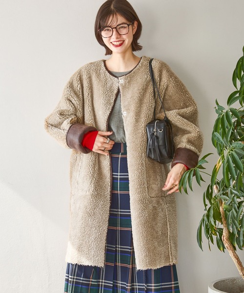 niko and...（ニコアンド）の「リバーシブルフェイクムートンコート（ムートンコート・レディース・ダークブラウン/ブラック・FREE）」の7枚目の写真