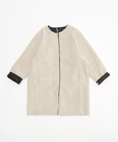 niko and...（ニコアンド）の「リバーシブルフェイクムートンコート（ムートンコート・レディース・ダークブラウン/ブラック・FREE）」の9枚目の写真