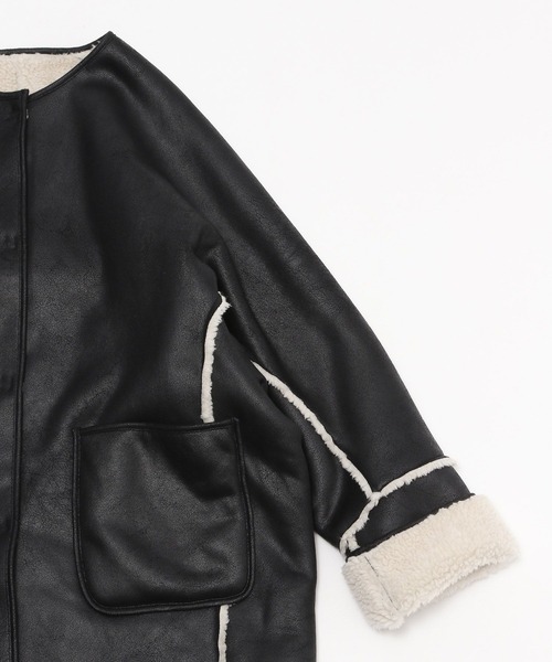 niko and...（ニコアンド）の「リバーシブルフェイクムートンコート（ムートンコート・レディース・ダークブラウン/ブラック・FREE）」の12枚目の写真