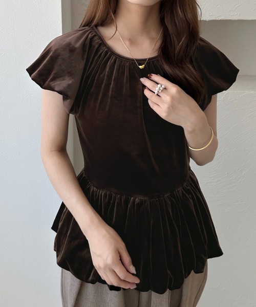 apres jour clair(アプレジュールクレア)の「【apres jour clair】ベロアバルーントップス(Tシャツ/カットソー・レディース・ブラック/ブラウン系その他・X-LARGE/フリー)」の11枚目の写真