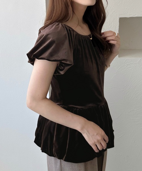 apres jour clair(アプレジュールクレア)の「【apres jour clair】ベロアバルーントップス(Tシャツ/カットソー・レディース・ブラック/ブラウン系その他・X-LARGE/フリー)」の12枚目の写真