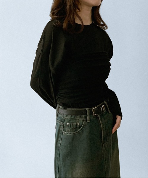 on:nue（オンニュ）の「【on:nue】[着用動画あり！/選べる6色展開] ラウンドネックロングスリーブTシャツ（Tシャツ/カットソー・レディース・アイボリー/ネイビー/ホワイト/グレー/カーキ/ブラック・FREE）」の11枚目の写真