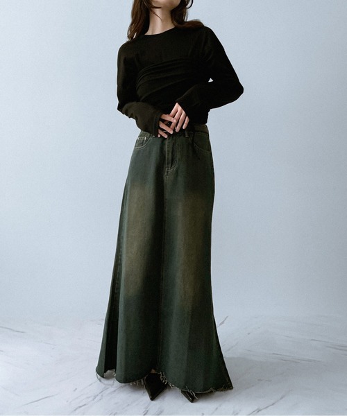 on:nue（オンニュ）の「【on:nue】[着用動画あり！/選べる6色展開] ラウンドネックロングスリーブTシャツ（Tシャツ/カットソー・レディース・アイボリー/ネイビー/ホワイト/グレー/カーキ/ブラック・FREE）」の14枚目の写真