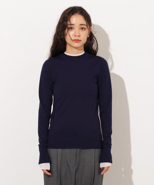 N.(N. Natural Beauty Basic)(エヌエヌナチュラルビューティーベーシック)の「レイヤード風ニット(ニット/セーター・レディース・ネイビー/ブルー/チャコールグレー・MEDIUM)」の9枚目の写真