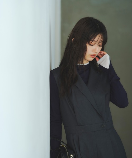 N.(N. Natural Beauty Basic)(エヌエヌナチュラルビューティーベーシック)の「レイヤード風ニット(ニット/セーター・レディース・ネイビー/ブルー/チャコールグレー・MEDIUM)」の1枚目の写真