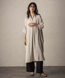 【WEB限定】スキッパーチュニックワンピース≪洗濯機で洗える≫