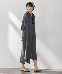 【WEB限定】スキッパーチュニックワンピース≪洗濯機で洗える≫