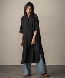 【WEB限定】スキッパーチュニックワンピース≪洗濯機で洗える≫