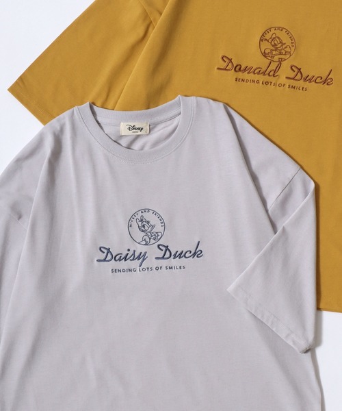 Disney(ディズニー)の「Disney/ディズニー ファミリープリント ワイドシルエット 7分袖Tシャツ(Tシャツ/カットソー・レディース・ネイビー/オフホワイト/ライトピンク/ミント/マスタード/グレイッシュベージュ/カーキ/グレー・M/L)」の4枚目の写真