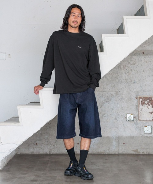 HEREIAM（ヘレイアム）の「【HEREIAM】ユニセックスサイズバリエ/Flexデニムクロップドショーツ（デニムパンツ・レディース・ブラック/インディゴブルー・S-M/M-L）」の5枚目の写真