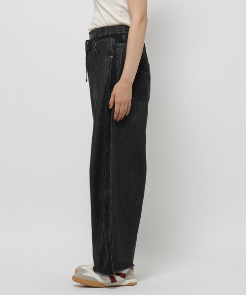 niko and...(ニコアンド)の「【一部店舗限定カラーあり】リメイク風コンビバレルパンツ(デニムパンツ・レディース・ブラック/アクア/ライトグレー/インディゴブルー/ライトブルー・MEDIUM/LARGE)」の15枚目の写真