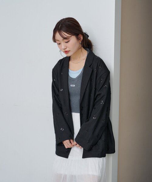 Kastane（カスタネ）の「ビジュージャケット（テーラードジャケット・レディース・ブラック/グレー/ブラウン・FREE）」の16枚目の写真