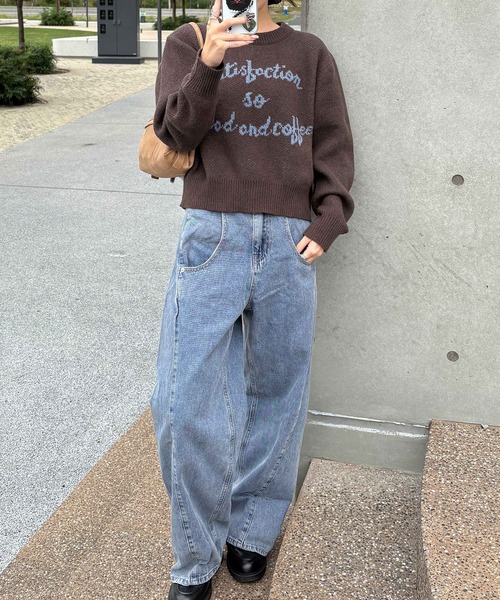 CHAN ME(チャンミ)の「ジャガードロゴニット(ニット/セーター・レディース・ネイビー/グレー/ブラウン・MEDIUM/LARGE)」の18枚目の写真