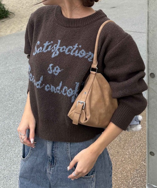 CHAN ME(チャンミ)の「ジャガードロゴニット(ニット/セーター・レディース・ネイビー/グレー/ブラウン・MEDIUM/LARGE)」の22枚目の写真
