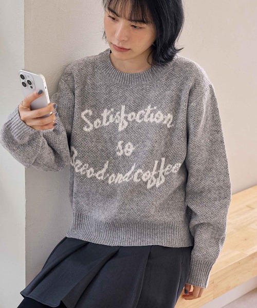 CHAN ME(チャンミ)の「ジャガードロゴニット(ニット/セーター・レディース・ネイビー/グレー/ブラウン・MEDIUM/LARGE)」の14枚目の写真