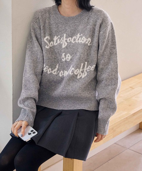 CHAN ME(チャンミ)の「ジャガードロゴニット(ニット/セーター・レディース・ネイビー/グレー/ブラウン・MEDIUM/LARGE)」の11枚目の写真