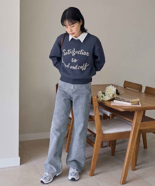 CHAN ME(チャンミ)の「ジャガードロゴニット(ニット/セーター・レディース・ネイビー/グレー/ブラウン・MEDIUM/LARGE)」の10枚目の写真