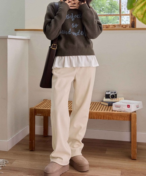 CHAN ME(チャンミ)の「ジャガードロゴニット(ニット/セーター・レディース・ネイビー/グレー/ブラウン・MEDIUM/LARGE)」の16枚目の写真