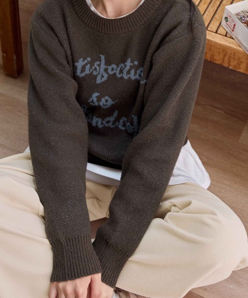 CHAN ME(チャンミ)の「ジャガードロゴニット(ニット/セーター・レディース・ネイビー/グレー/ブラウン・MEDIUM/LARGE)」の8枚目の写真