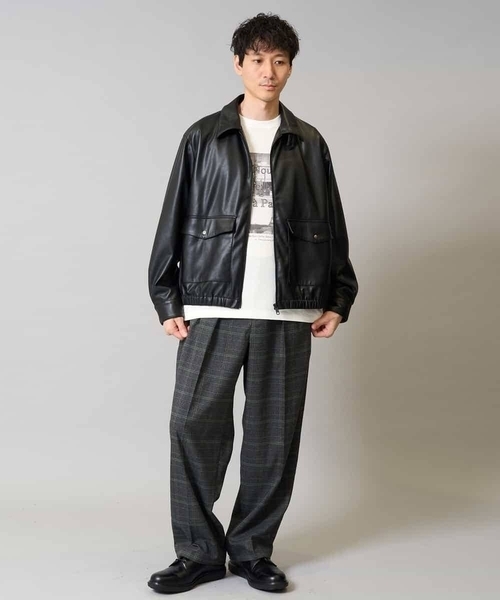 a.v.v(アーヴェヴェ)の「【洗濯機で洗える】フェイクレザーブルゾン(その他アウター・メンズ・ブラック・46/48)」の17枚目の写真