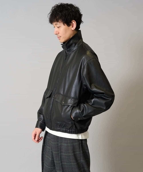 a.v.v(アーヴェヴェ)の「【洗濯機で洗える】フェイクレザーブルゾン(その他アウター・メンズ・ブラック・46/48)」の3枚目の写真