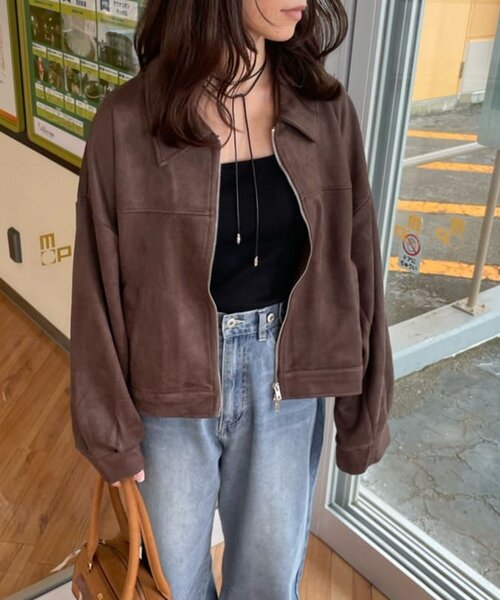 continuer de NICE CLAUP(コンティニューデナイスクラップ)の「WZIPフェイクスエードブルゾン(ブルゾン・レディース・キャメル/ブラウン・FREE)」の2枚目の写真