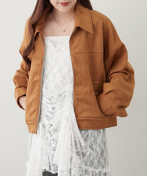 continuer de NICE CLAUP(コンティニューデナイスクラップ)の「WZIPフェイクスエードブルゾン(ブルゾン・レディース・キャメル/ブラウン・FREE)」の4枚目の写真