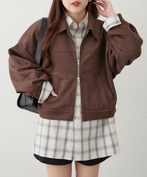 continuer de NICE CLAUP(コンティニューデナイスクラップ)の「WZIPフェイクスエードブルゾン(ブルゾン・レディース・キャメル/ブラウン・FREE)」の16枚目の写真
