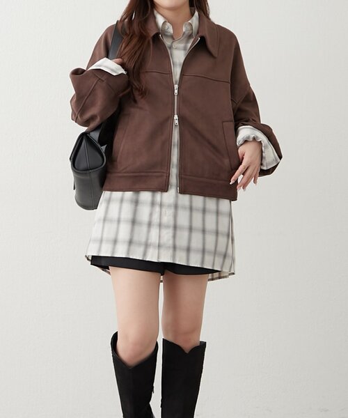 continuer de NICE CLAUP(コンティニューデナイスクラップ)の「WZIPフェイクスエードブルゾン(ブルゾン・レディース・キャメル/ブラウン・FREE)」の7枚目の写真