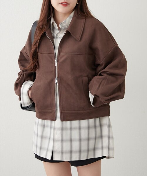 continuer de NICE CLAUP(コンティニューデナイスクラップ)の「WZIPフェイクスエードブルゾン(ブルゾン・レディース・キャメル/ブラウン・FREE)」の19枚目の写真