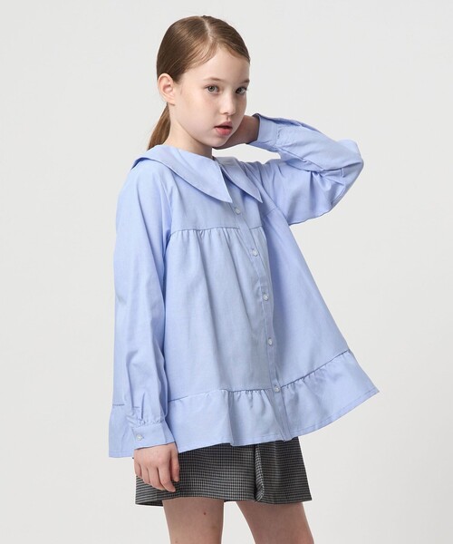 green label relaxing（グリーンレーベルリラクシング）の「チュニック ブラウス / キッズ  120cm-160cm（シャツ/ブラウス・キッズ・ライトグレー/ライトブルー・160cm/120cm/150cm/130cm/140cm）」の6枚目の写真
