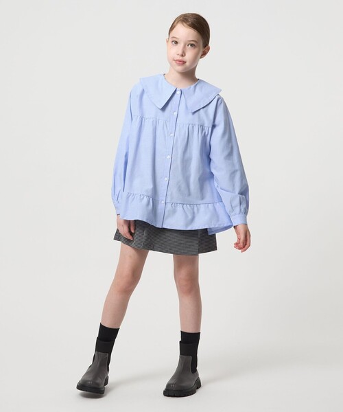 green label relaxing（グリーンレーベルリラクシング）の「チュニック ブラウス / キッズ  120cm-160cm（シャツ/ブラウス・キッズ・ライトグレー/ライトブルー・160cm/120cm/150cm/130cm/140cm）」の7枚目の写真