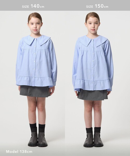 green label relaxing（グリーンレーベルリラクシング）の「チュニック ブラウス / キッズ  120cm-160cm（シャツ/ブラウス・キッズ・ライトグレー/ライトブルー・160cm/120cm/150cm/130cm/140cm）」の8枚目の写真