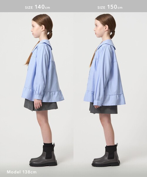 green label relaxing（グリーンレーベルリラクシング）の「チュニック ブラウス / キッズ  120cm-160cm（シャツ/ブラウス・キッズ・ライトグレー/ライトブルー・160cm/120cm/150cm/130cm/140cm）」の9枚目の写真