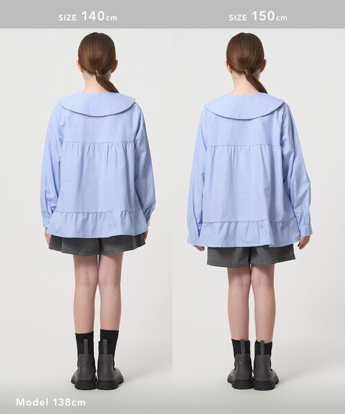 green label relaxing（グリーンレーベルリラクシング）の「チュニック ブラウス / キッズ  120cm-160cm（シャツ/ブラウス・キッズ・ライトグレー/ライトブルー・160cm/120cm/150cm/130cm/140cm）」の10枚目の写真