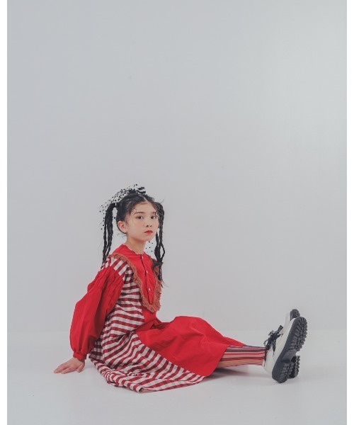 unica（ユニカ）の「2ピースブロックチェックワンピース（ワンピース・キッズ・ブラック/レッド・M/L/XL/S）」の5枚目の写真