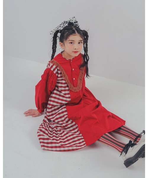 unica（ユニカ）の「2ピースブロックチェックワンピース（ワンピース・キッズ・ブラック/レッド・M/L/XL/S）」の6枚目の写真