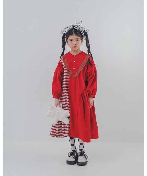 unica（ユニカ）の「2ピースブロックチェックワンピース（ワンピース・キッズ・ブラック/レッド・M/L/XL/S）」の7枚目の写真