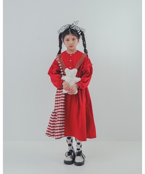 unica（ユニカ）の「2ピースブロックチェックワンピース（ワンピース・キッズ・ブラック/レッド・M/L/XL/S）」の8枚目の写真