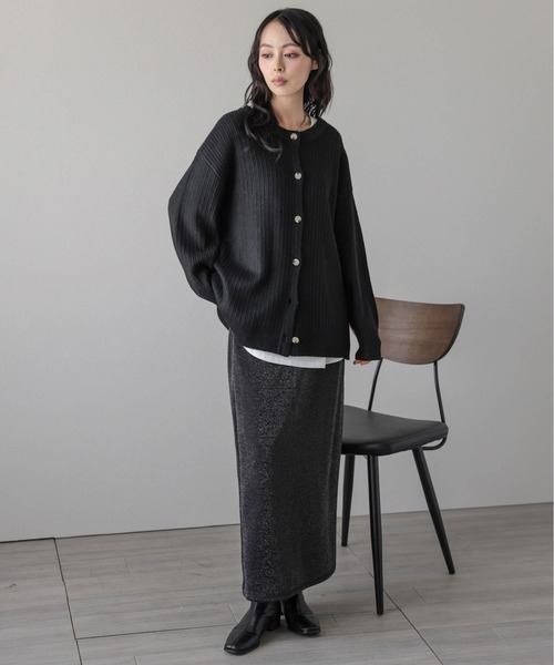 AMELY(エミリー)の「2WAYリブニットカーディガン(カーディガン/ボレロ・レディース・ベージュ/グレー/ブラック・フリー)」の4枚目の写真