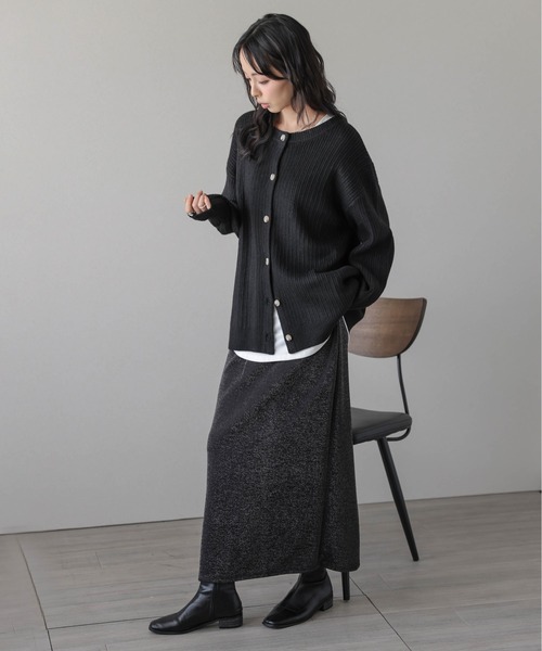 AMELY(エミリー)の「2WAYリブニットカーディガン(カーディガン/ボレロ・レディース・ベージュ/グレー/ブラック・フリー)」の5枚目の写真