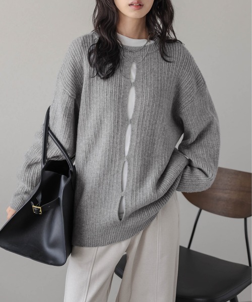 AMELY(エミリー)の「2WAYリブニットカーディガン(カーディガン/ボレロ・レディース・ベージュ/グレー/ブラック・フリー)」の9枚目の写真