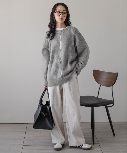 AMELY(エミリー)の「2WAYリブニットカーディガン(カーディガン/ボレロ・レディース・ベージュ/グレー/ブラック・フリー)」の10枚目の写真