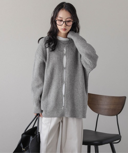 AMELY(エミリー)の「2WAYリブニットカーディガン(カーディガン/ボレロ・レディース・ベージュ/グレー/ブラック・フリー)」の11枚目の写真